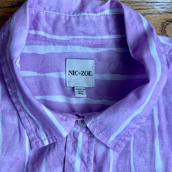 NIC+ZOE Lavender and White Striped Shirt - Picture 3 of 10